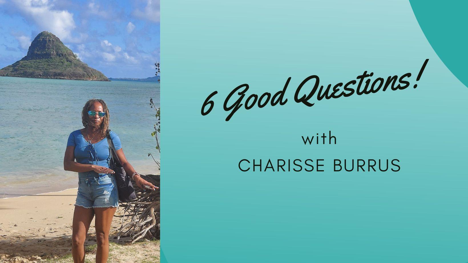 Ompractice teacher Charisse Burrus with Hawaiian hands in front of Old Chinese Hat with teal Ompractice banner