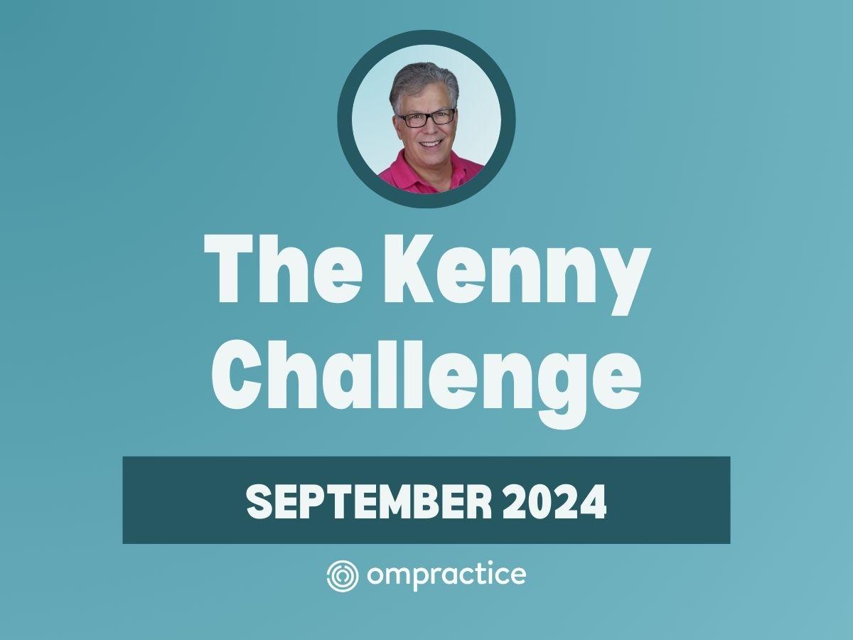 A teal gradient background with a photo of Kenny. It reads: The Kenny Challenge, September 2024.