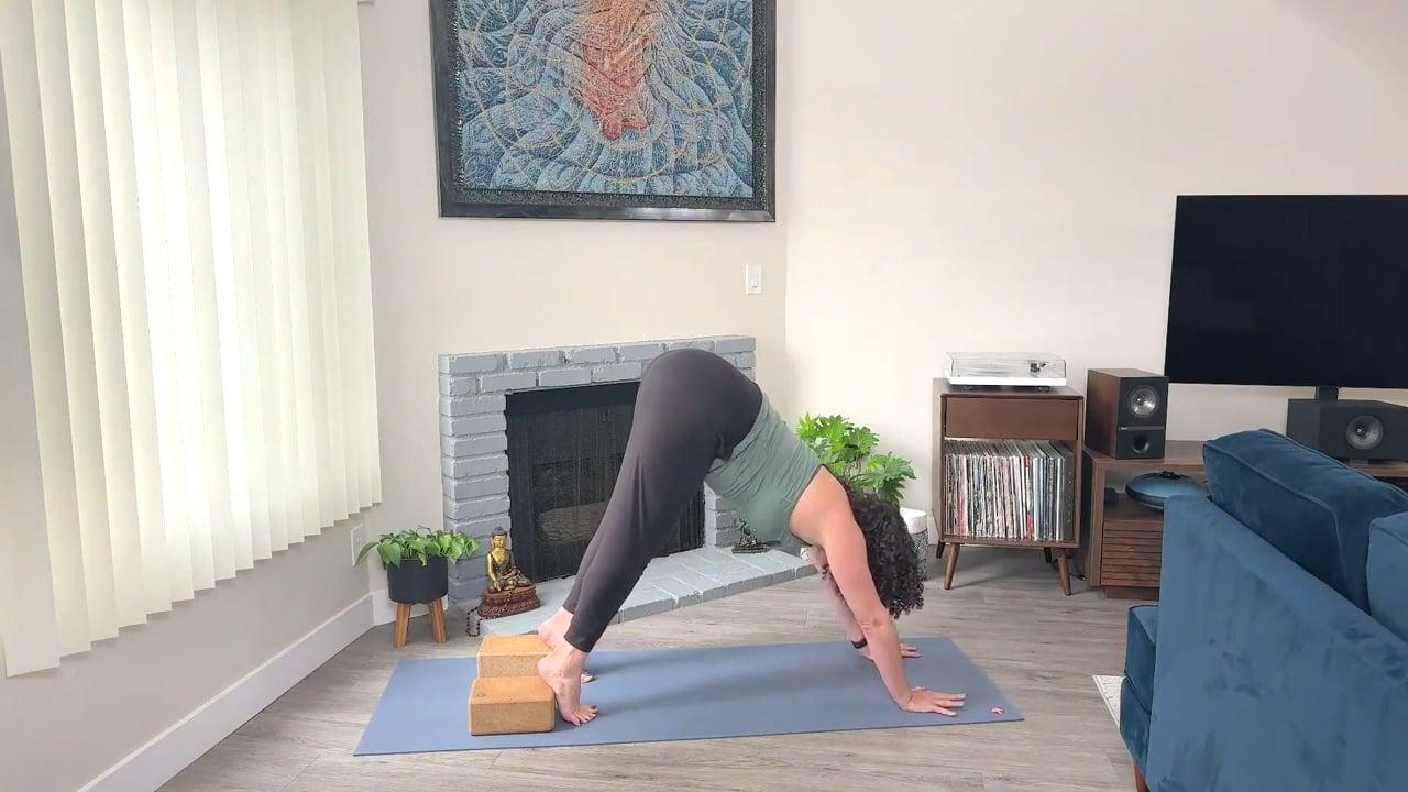 Ompractice Pose Library Niki demonstrates Downward Facing Dog