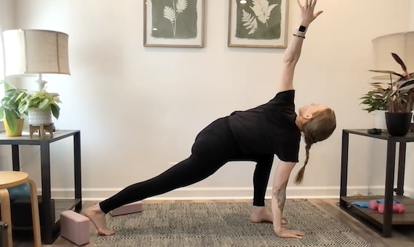 Ompractice teacher Brianna Rhea side angle pose