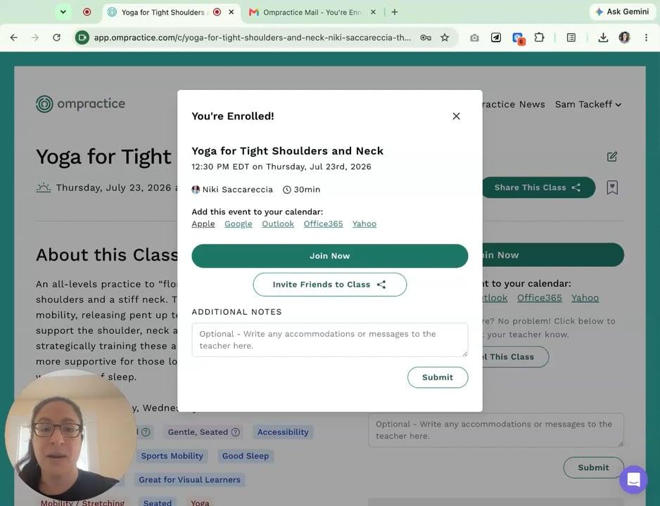 An image of the sign up modal on Ompractice