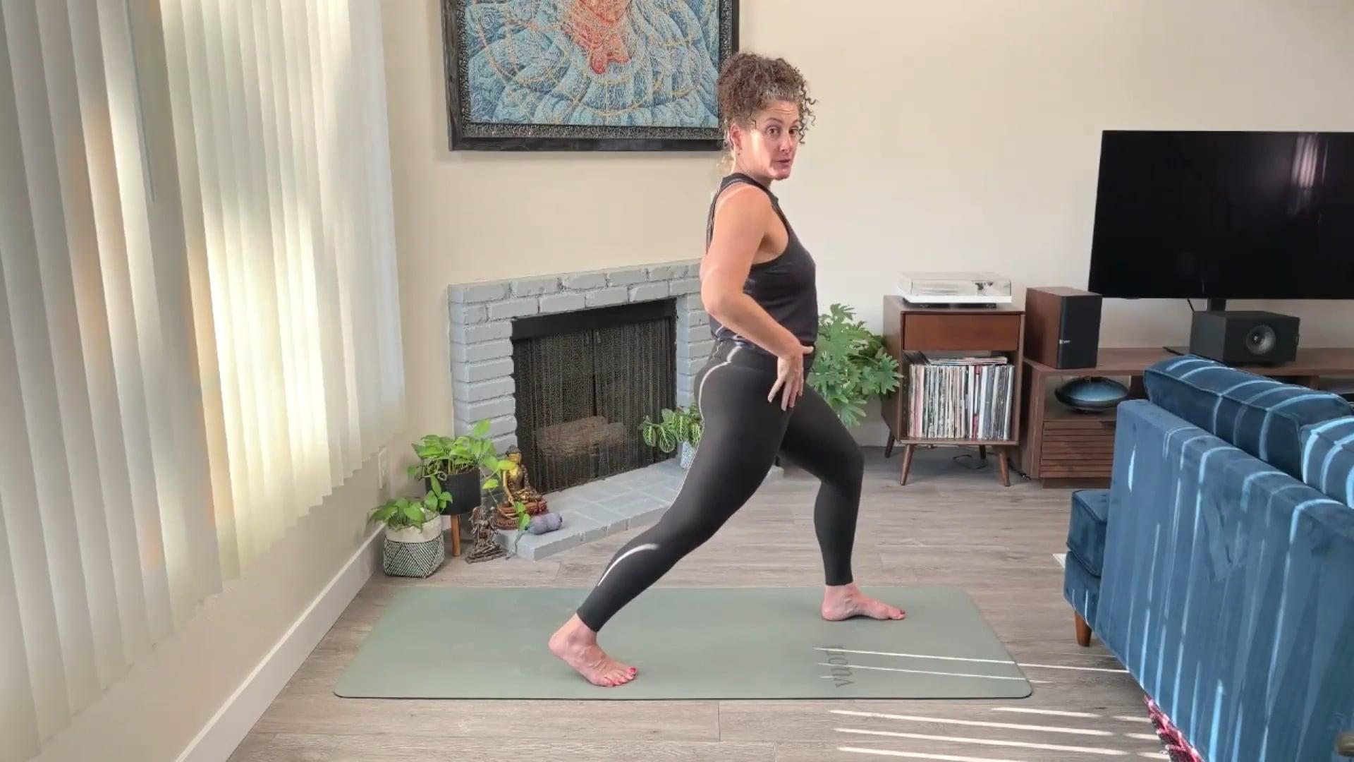Ompractice teacher Niki Saccareccia demonstrating a lunge