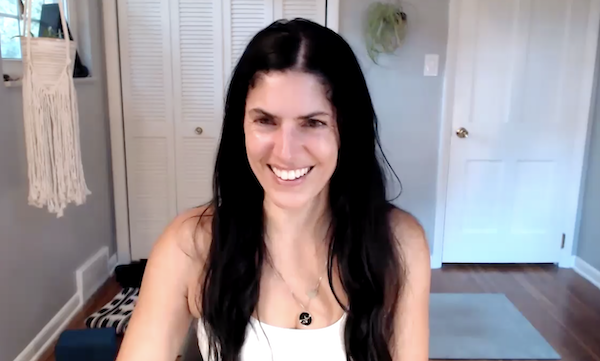 Ompractice teacher Lisa Rischitelli seated