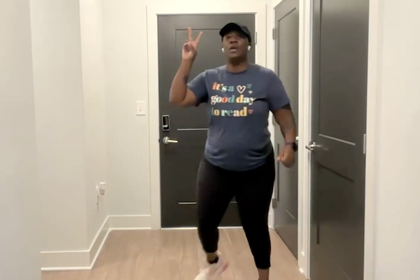 Ompractice teacher Tasha Edwards walking