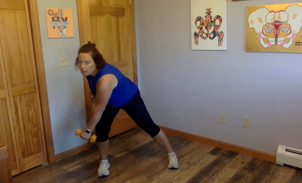Ompractice Teacher Brittney Capiello Squatting with weights